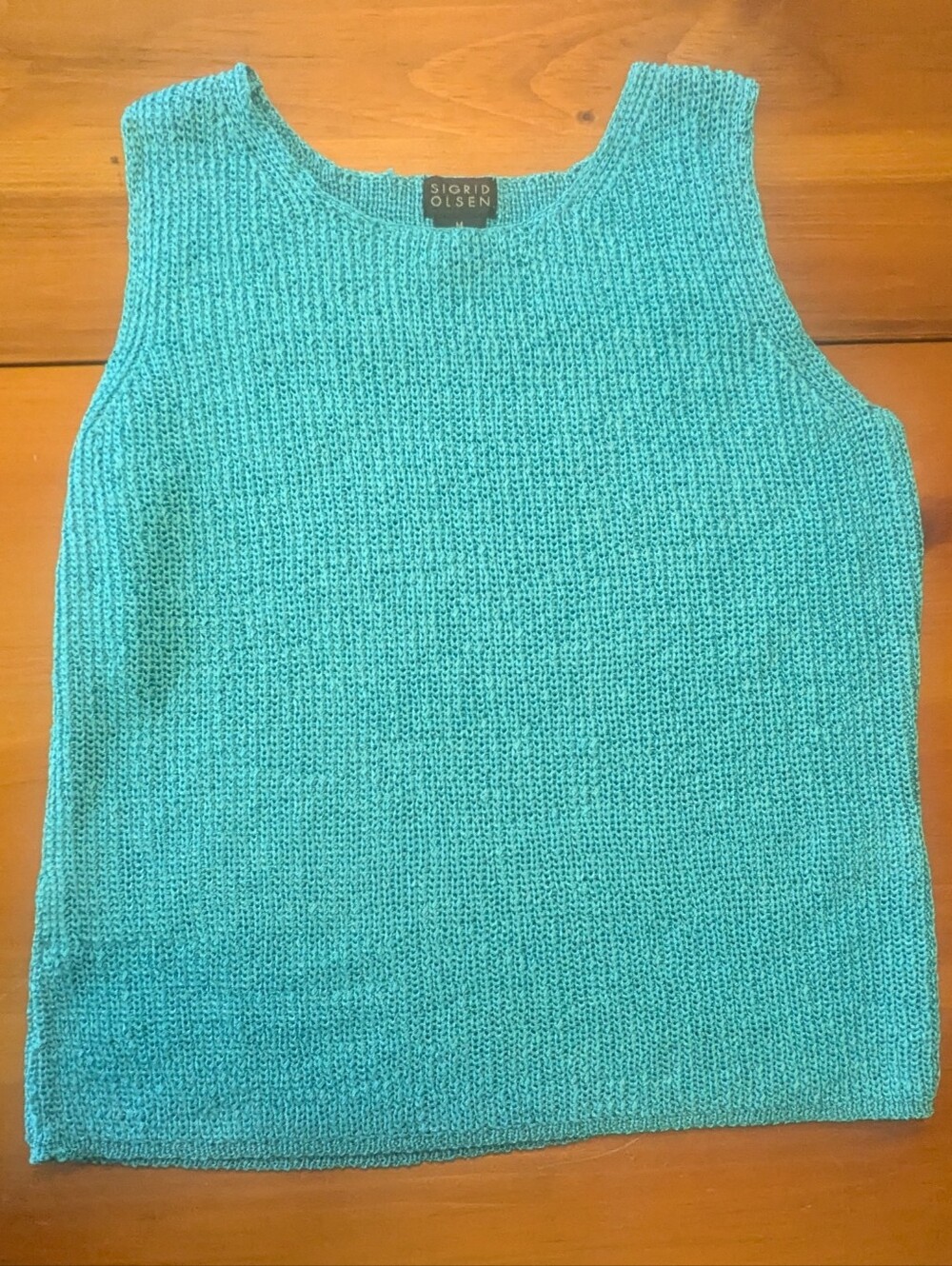 Sigrid Olsen Teal Aqua Knit Sweater Tank Medium